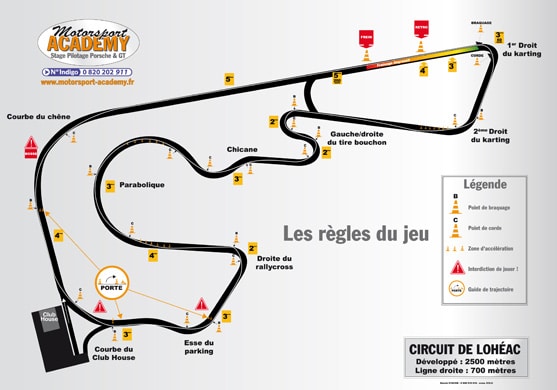 Plan du circuit Journée stage pilotage, ouvert à tous circuit Lohéac, vous souhaitez essayer l'auto de vos rêves au moins 1 fois dans votre vie il reste des places pour un stage Porsche, BMW, Mustang..